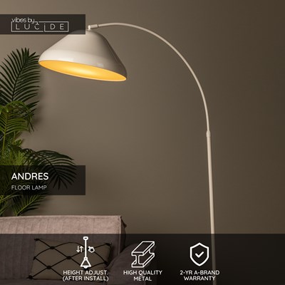 Lucide ANDRES - Floor lamp - 1xE27 - Cream | Vibes